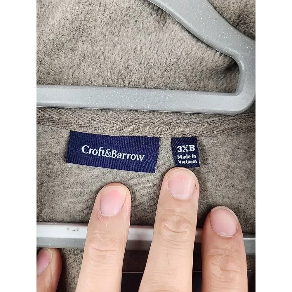 Croft & Barrow Arctic Fleece‎ Jacket Mens Size 3XB Brown Full Zip Chest Pocket - Picture 3 of 12